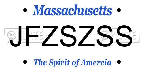 JFZSZSS Massachusetts License Plate