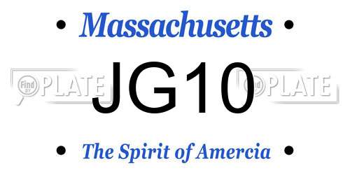 JG10 Massachusetts License Plate