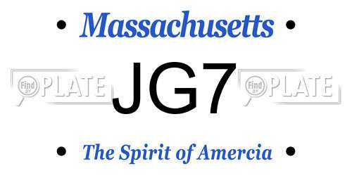 JG7 Massachusetts License Plate