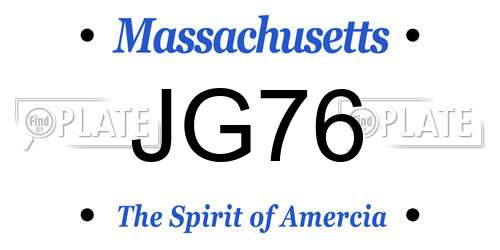 JG76 Massachusetts License Plate