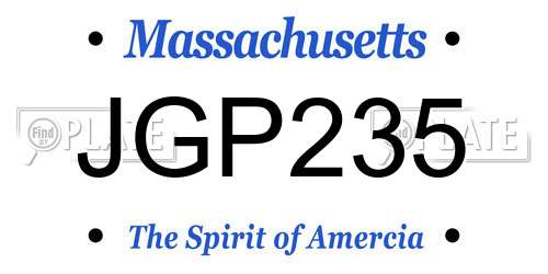 JGP235 Massachusetts License Plate