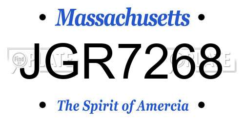 JGR7268 Massachusetts License Plate