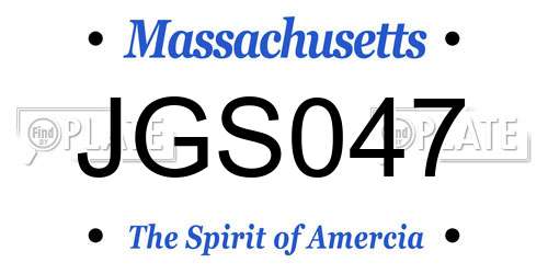 JGS047 Massachusetts License Plate