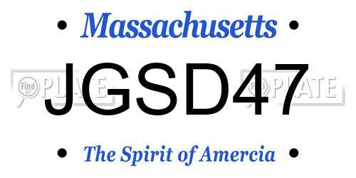JGSD47 Massachusetts License Plate