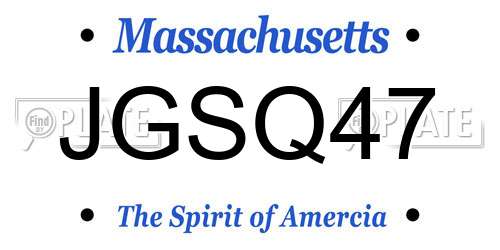 JGSQ47 Massachusetts License Plate