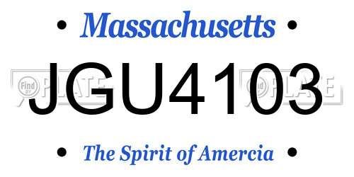 JGU4103 Massachusetts License Plate
