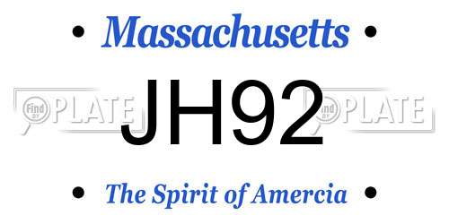 JH92 Massachusetts License Plate