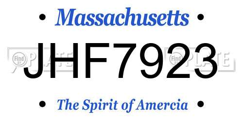 JHF7923 Massachusetts License Plate