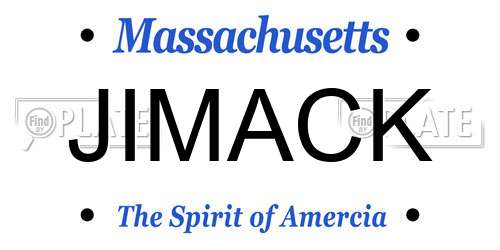 JIMACK Massachusetts License Plate