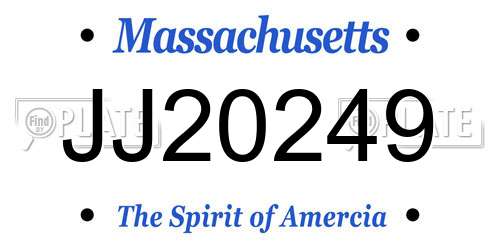 JJ20249 Massachusetts License Plate