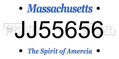 JJ55656 Massachusetts License Plate