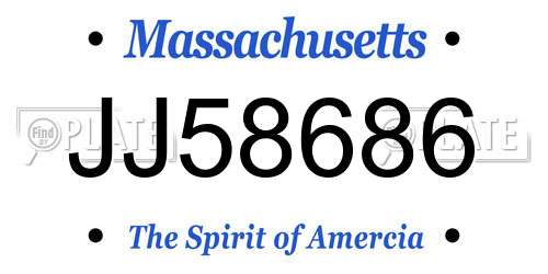 JJ58686 Massachusetts License Plate