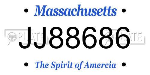JJ88686 Massachusetts License Plate