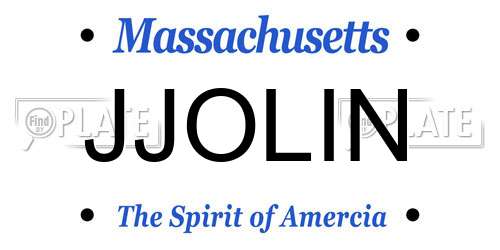 JJOLIN Massachusetts License Plate