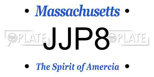 JJP8 Massachusetts License Plate