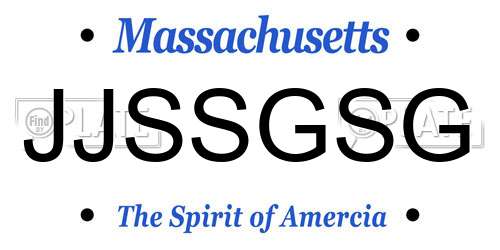 JJSSGSG Massachusetts License Plate