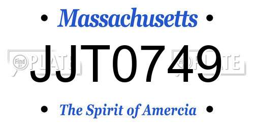 JJT0749 Massachusetts License Plate