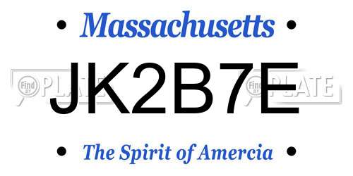 JK2B7E Massachusetts License Plate
