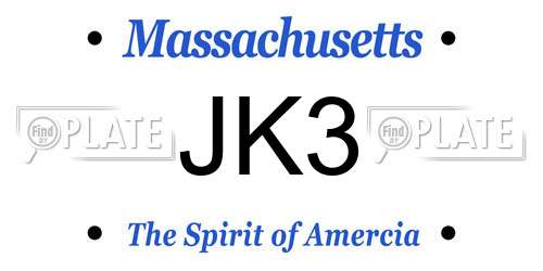 JK3 Massachusetts License Plate