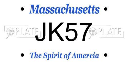 JK57 Massachusetts License Plate