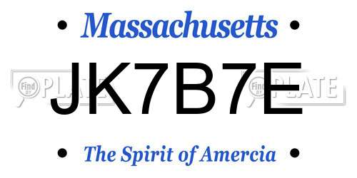 JK7B7E Massachusetts License Plate