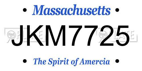 JKM7725 Massachusetts License Plate
