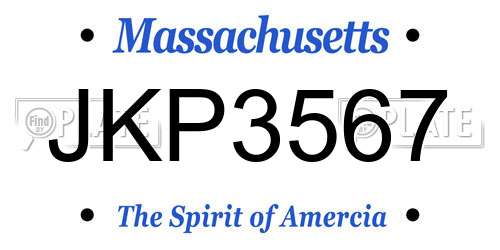 JKP3567 Massachusetts License Plate