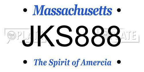 JKS888 Massachusetts License Plate