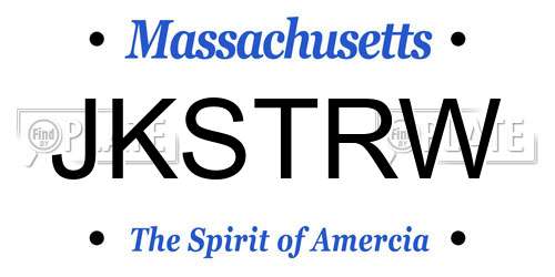 JKSTRW Massachusetts License Plate