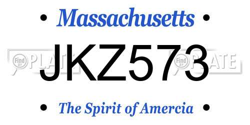 JKZ573 Massachusetts License Plate