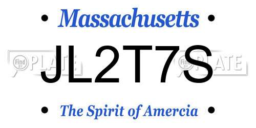 JL2T7S Massachusetts License Plate