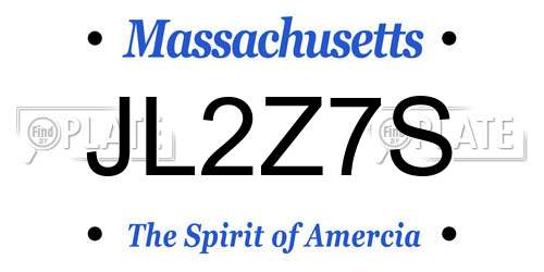JL2Z7S Massachusetts License Plate