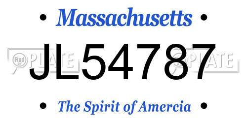JL54787 Massachusetts License Plate