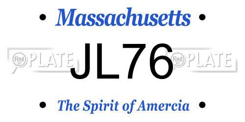 JL76 Massachusetts License Plate