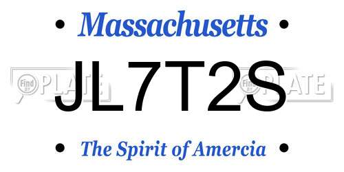 JL7T2S Massachusetts License Plate