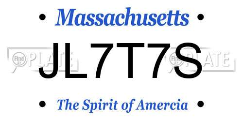 JL7T7S Massachusetts License Plate