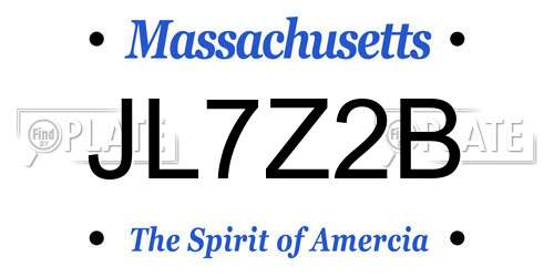 JL7Z2B Massachusetts License Plate