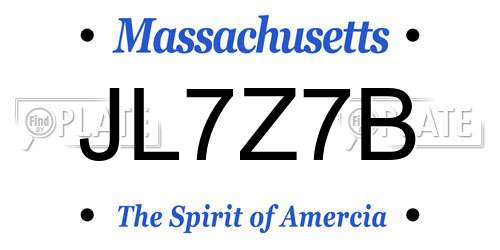 JL7Z7B Massachusetts License Plate