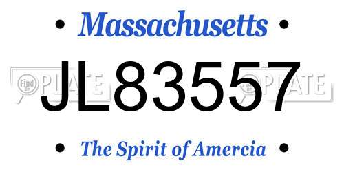 JL83557 Massachusetts License Plate