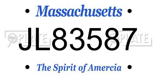 JL83587 Massachusetts License Plate
