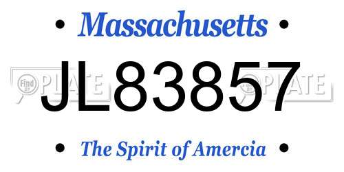 JL83857 Massachusetts License Plate