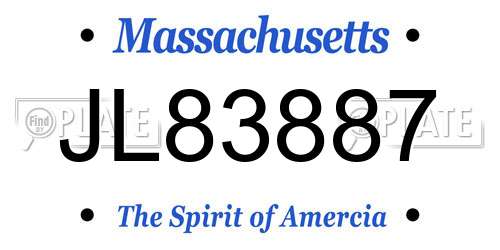 JL83887 Massachusetts License Plate