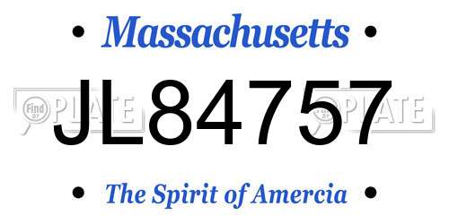 JL84757 Massachusetts License Plate