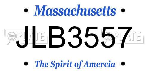 JLB3557 Massachusetts License Plate