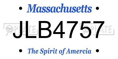 JLB4757 Massachusetts License Plate