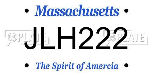 JLH222 Massachusetts License Plate