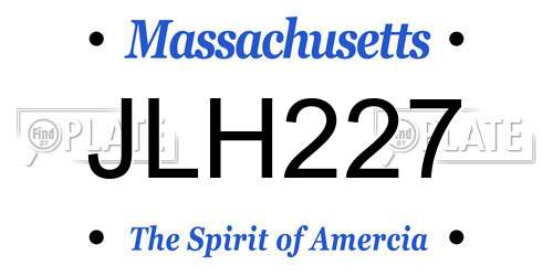 JLH227 Massachusetts License Plate