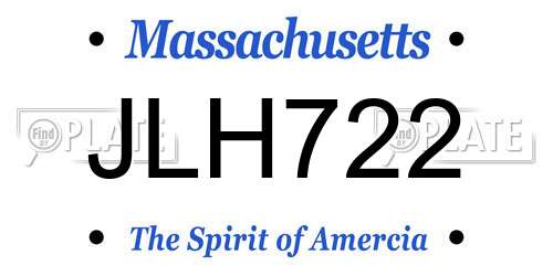 JLH722 Massachusetts License Plate