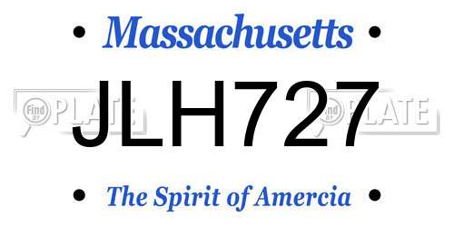 JLH727 Massachusetts License Plate