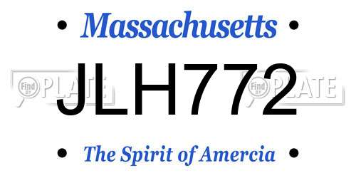 JLH772 Massachusetts License Plate